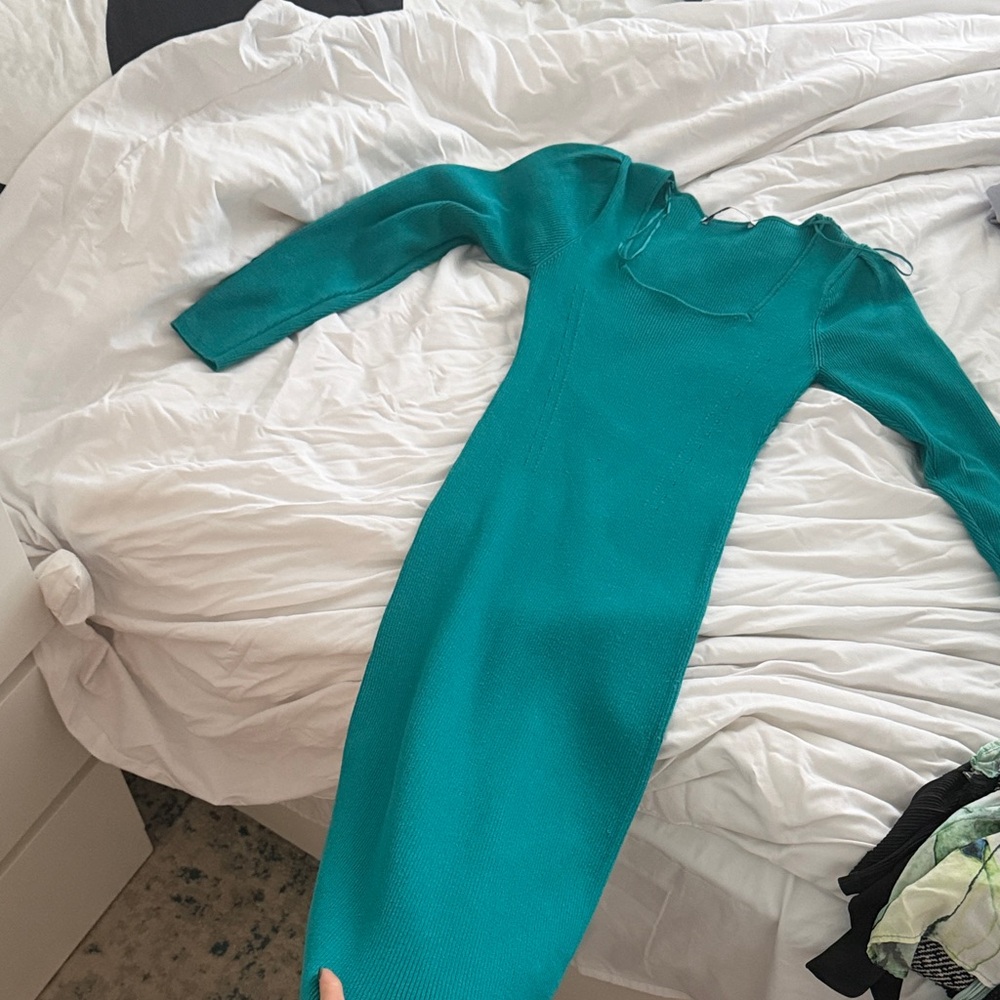 Zara Teal Long Sleeve Dress